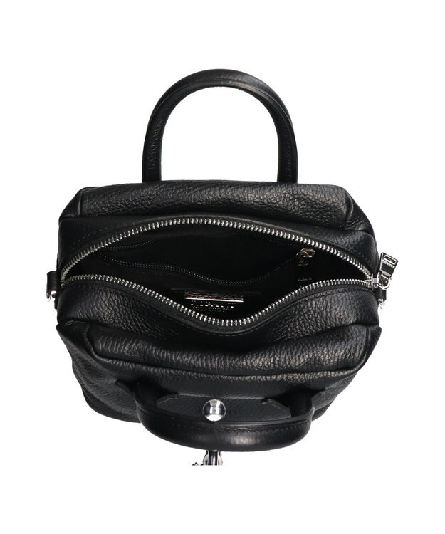 INTER-CHAUSSURES 【RIPANI】スクエアレザーミニハンドバッグ ブラック