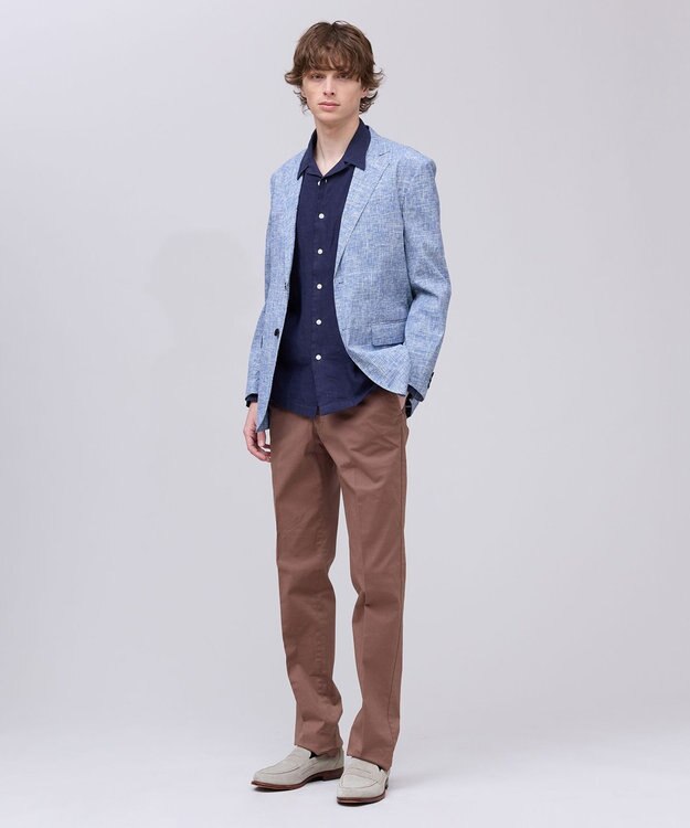 J.PRESS MEN 【LIBECO】リネンオープンカラー シャツ ネイビー系