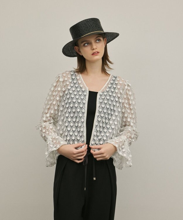 GRACE CONTINENTAL モチーフチュールブラウス ホワイト