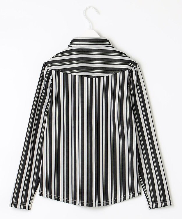 23区GOLF 【WOMEN】【吸汗速乾/ストレッチ】ストライプジャガードシャツ グリーン系2