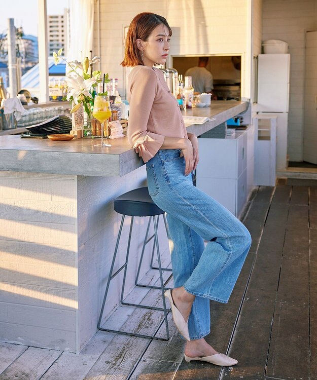 Tiaclasse L 【洗える】袖口フレアリボンニットカーディガン ピンク