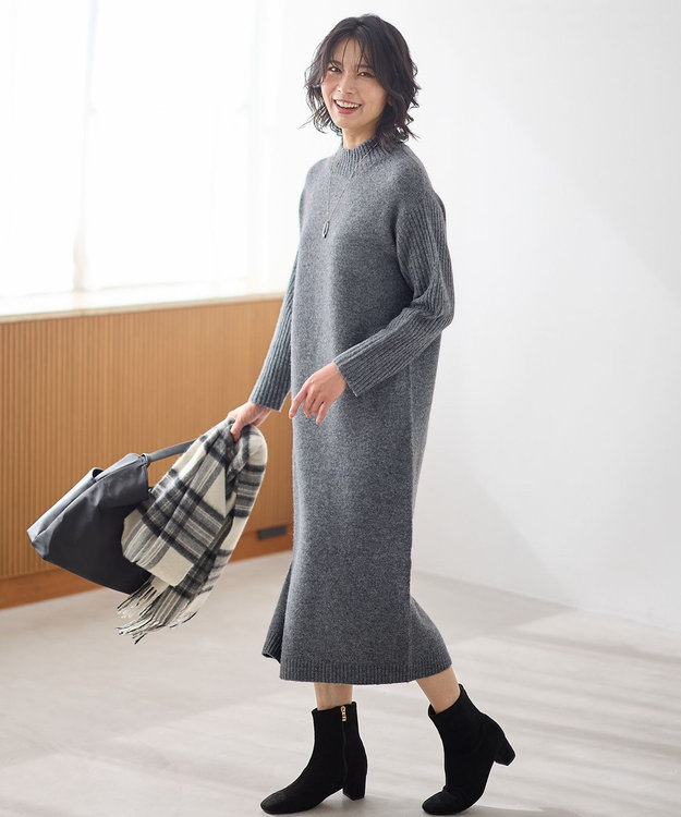 ANY フラッフィーニットワンピース チャコール