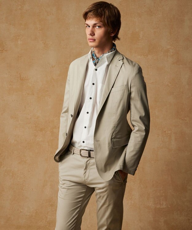 JOSEPH ABBOUD 【キングサイズ・ストレッチ/JAPANファブリック】ヴィンテージコットンストレッチ ジャケット ライトグレー系