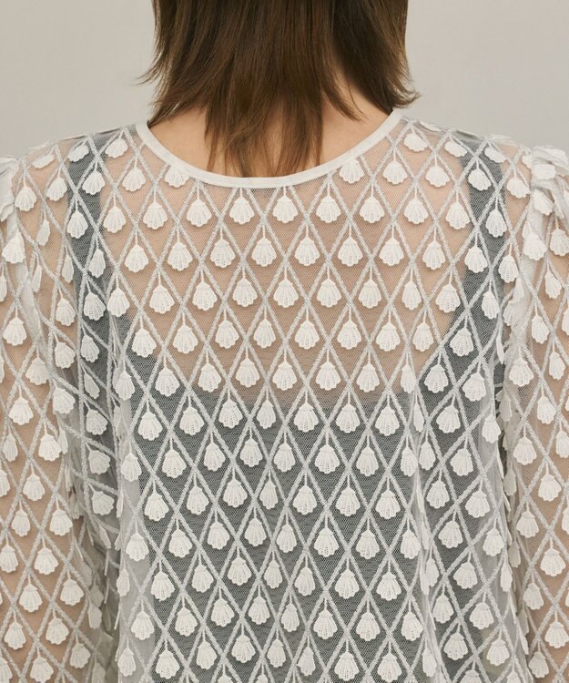 GRACE CONTINENTAL モチーフチュールブラウス ホワイト