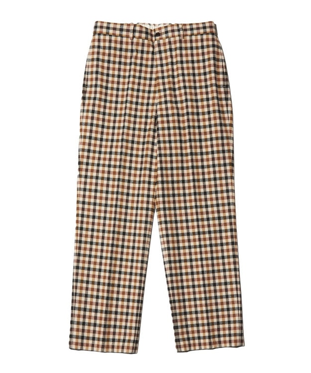 J.PRESS MEN カシミヤタッチワイド イージーチェックパンツ ブラウン系3