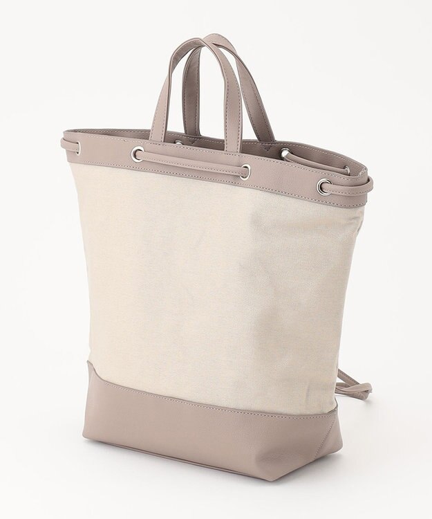 ANY 【2WAY/PC・A4サイズ収納可】メタルポイントキャンバス地リュック ベージュ系