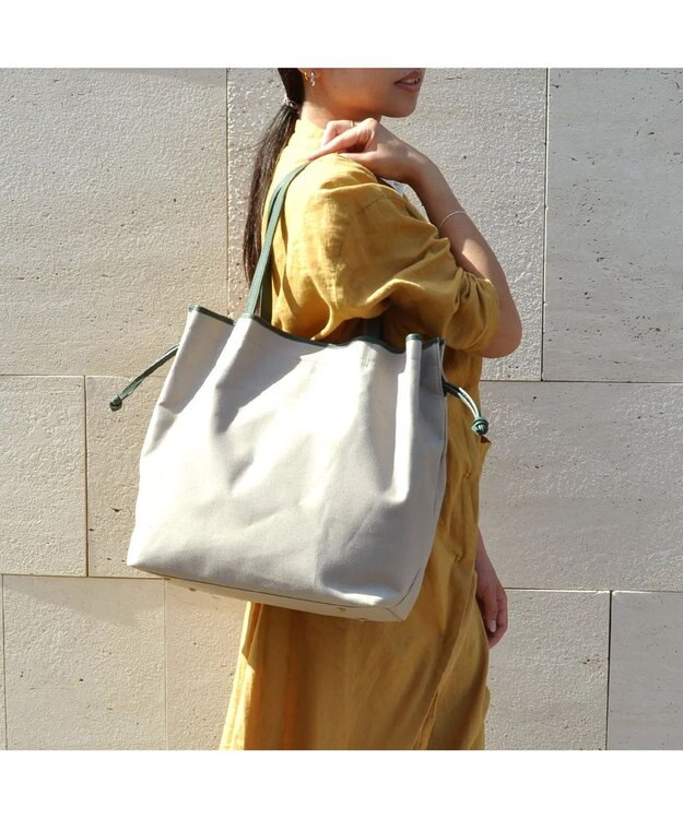 UNBILLION preche パラフィン防水キャンバスドロストトートバッグ グレーグリーン