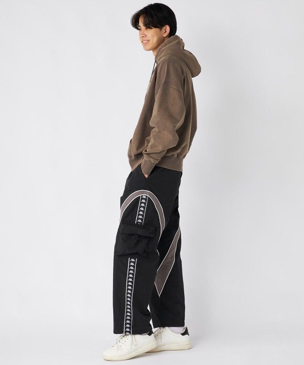 OP／FILA 【Kappa】ワイドシルエット バンダトラックパンツ ブラック