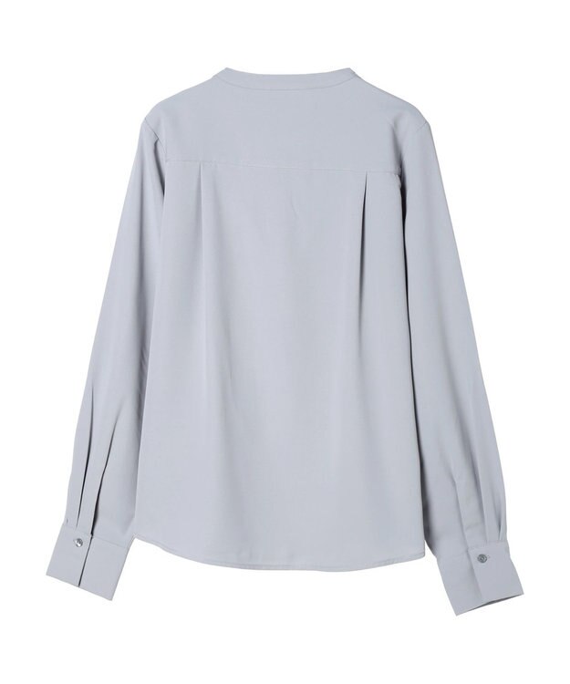 earth music&ecology ノーカラーフロントタックブラウス Light Gray