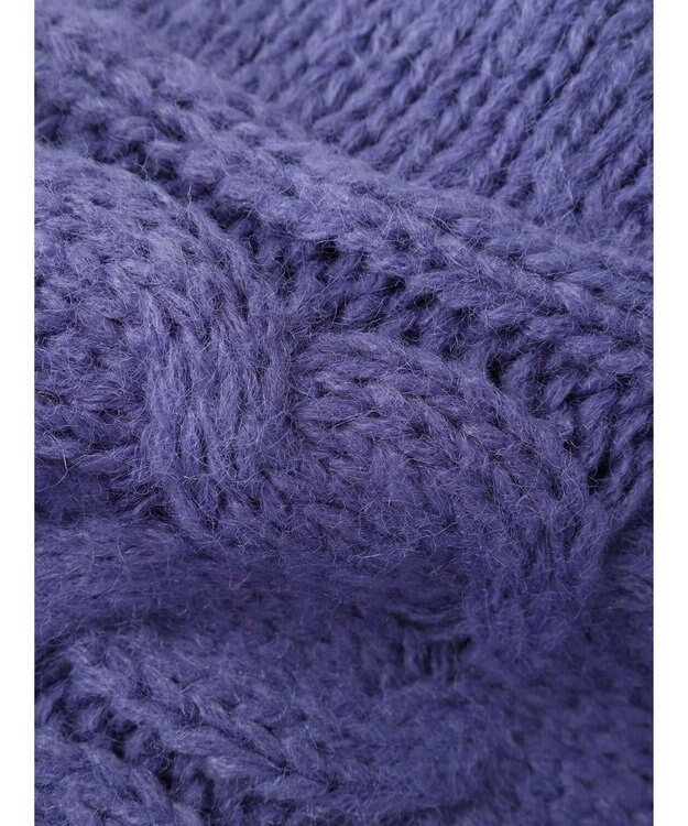 earth music&ecology ローゲージ手編み風ケーブルプルオーバー Blue