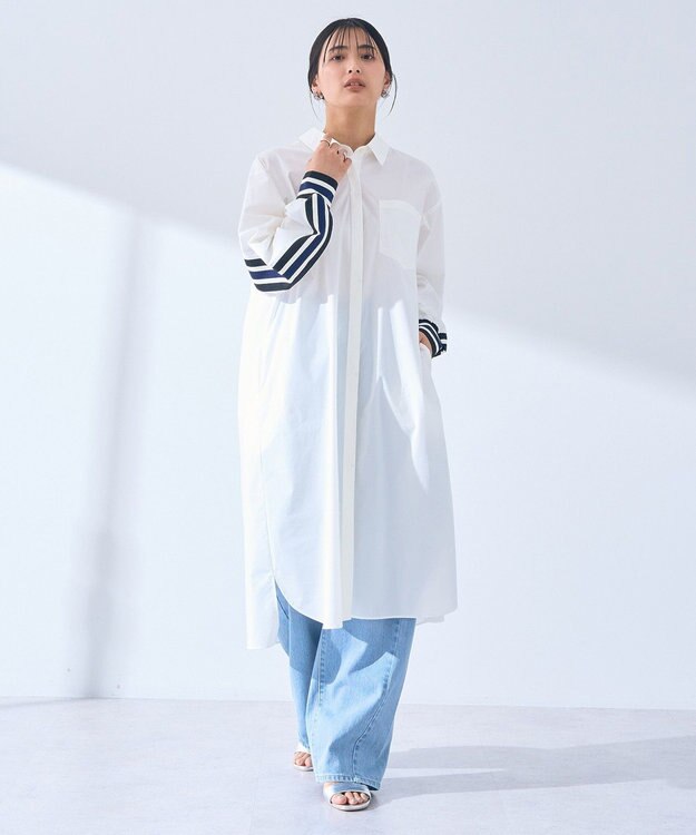 YECCA VECCA リブMIXシャツワンピース Off White