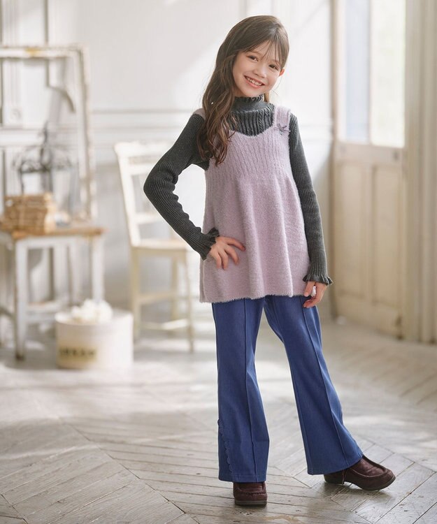 組曲 KIDS 【110-140㎝】フレア デニムパンツ サックスブルー