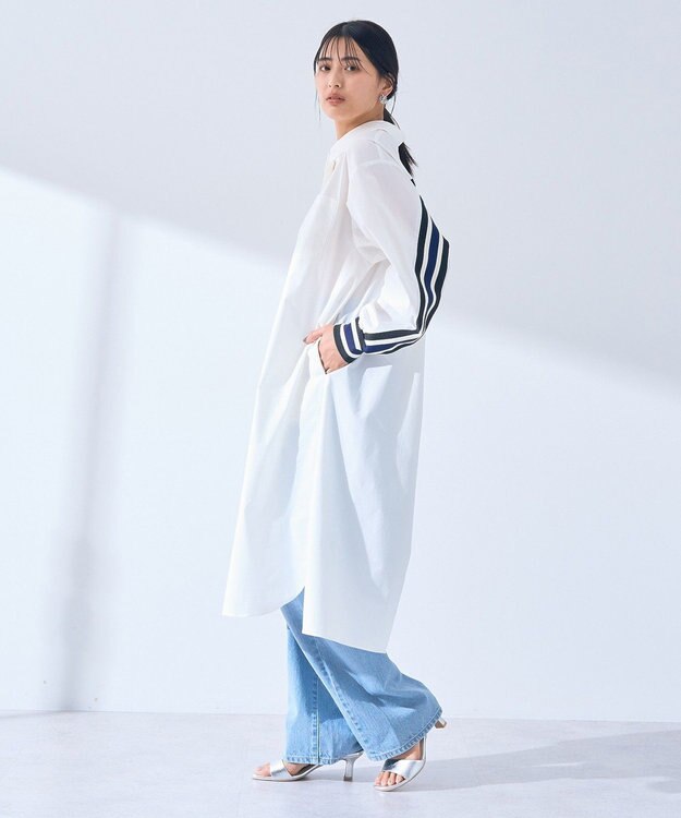 YECCA VECCA リブMIXシャツワンピース Off White