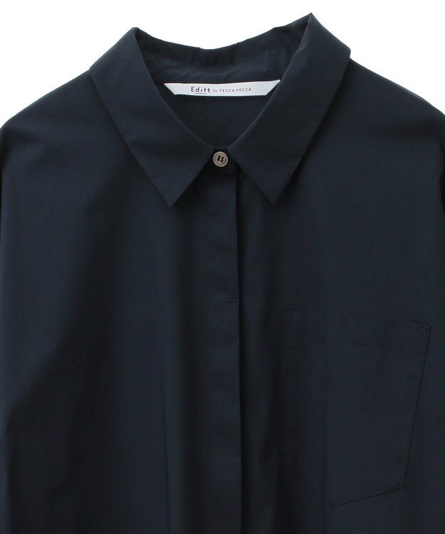 YECCA VECCA リブMIXシャツワンピース Navy