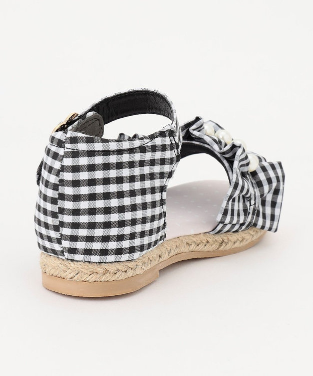 ANY KIDS パール フリル サンダル ギンガムチェック