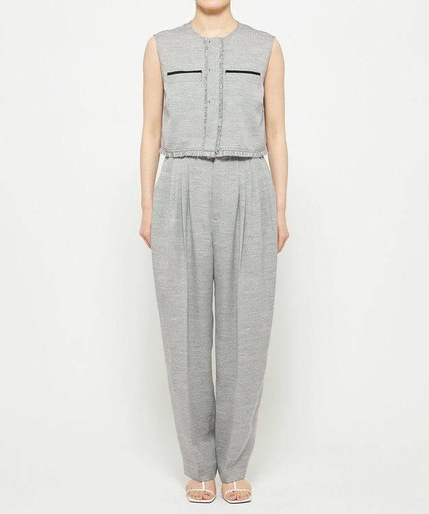 uncrave リネンライクツイル ジレブラウス グレー