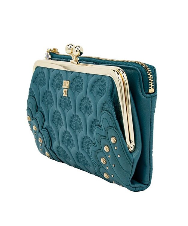 ANNA SUI ピーコック 二つ折り口金長財布 ターコイズ