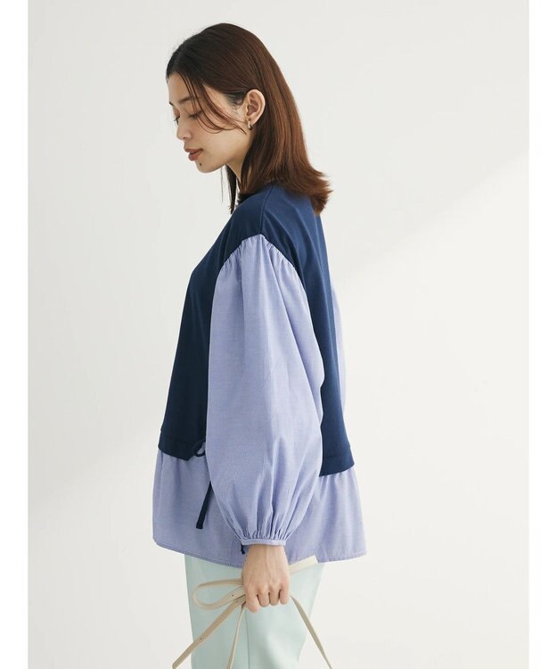 Green Parks 脇リボンドッキングプルオーバー Navy