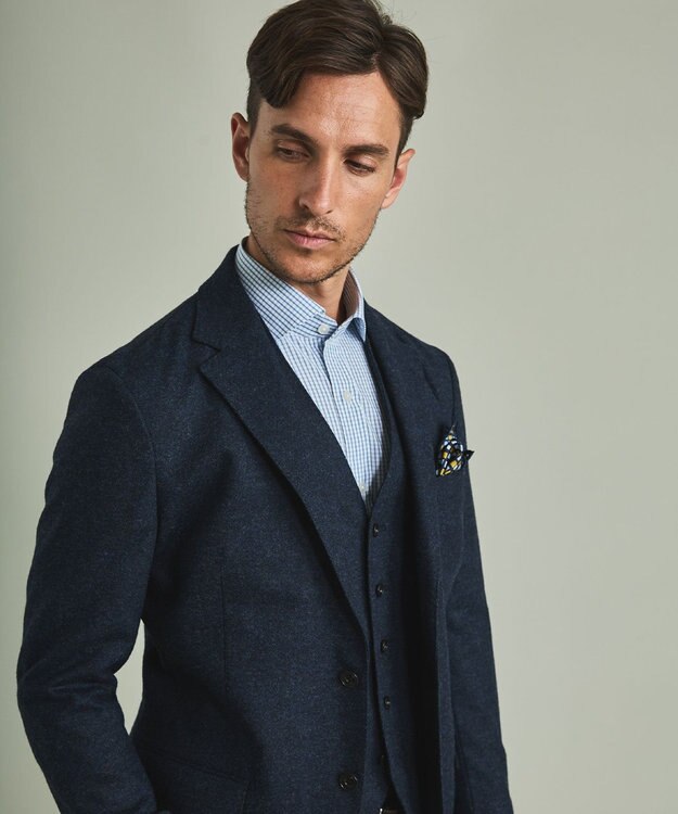 GOTAIRIKU 【形態安定】PREMIUMPLEATS_スモールワイドカラー 通年ドレスシャツ（チェック） サックスブルー系4