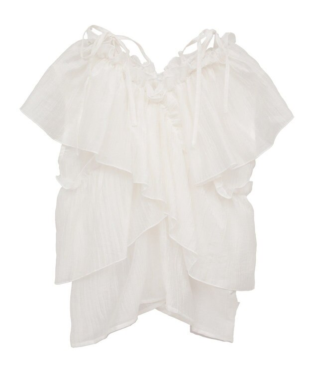 Green Parks マルチＷＡＹオフショルフリルブラウス Off White