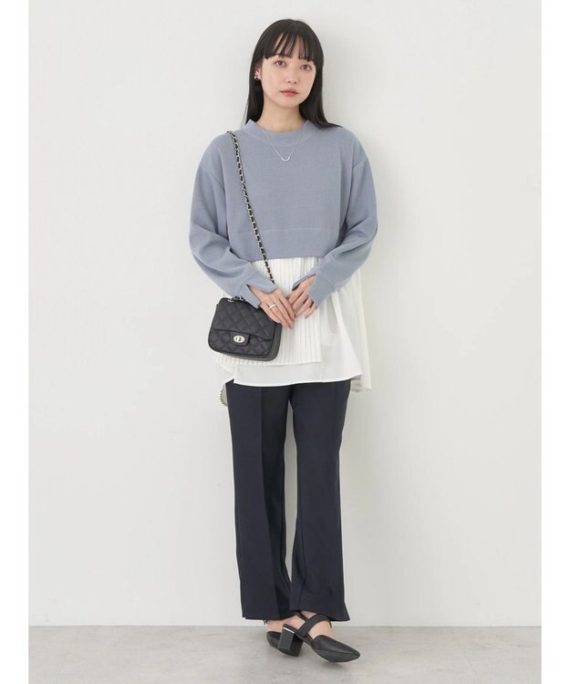 earth music&ecology プリーツヘムドッキングチュニック Blue Gray