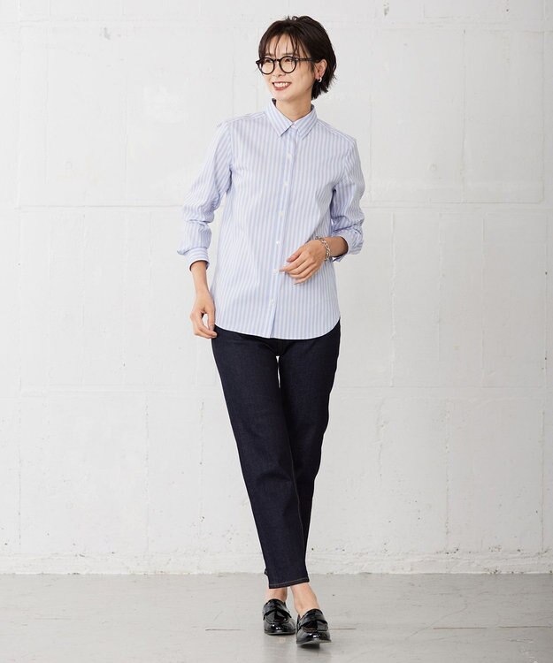 J.PRESS LADIES 【洗える】BASIC STRETCH DENIM ストレート パンツ ネイビー系