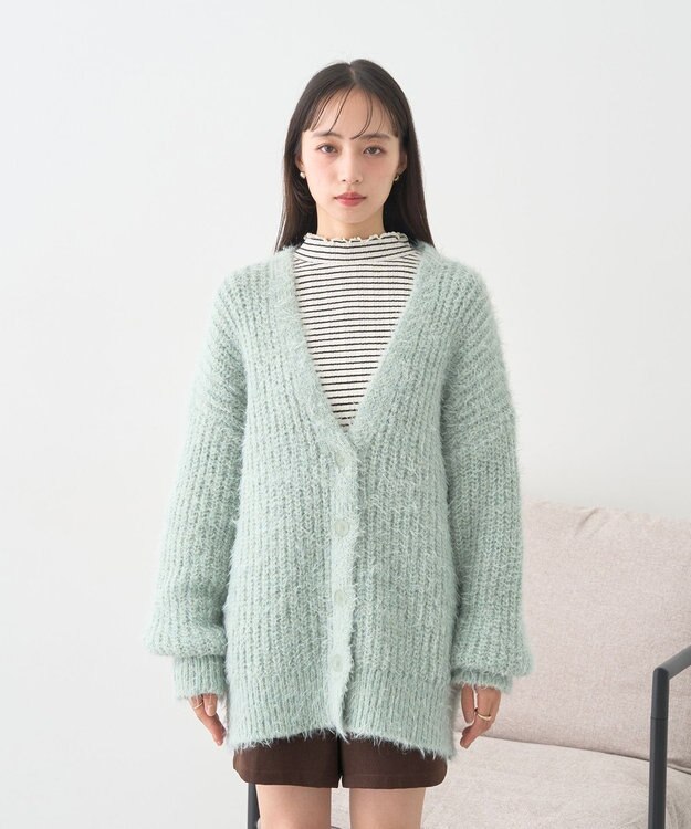 earth music&ecology 【予約】カラーミックスシャギーカーディガン ミント