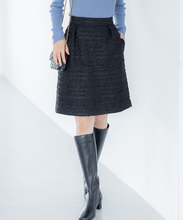 組曲 L ファンシーツィード ミニスカート ブラック系