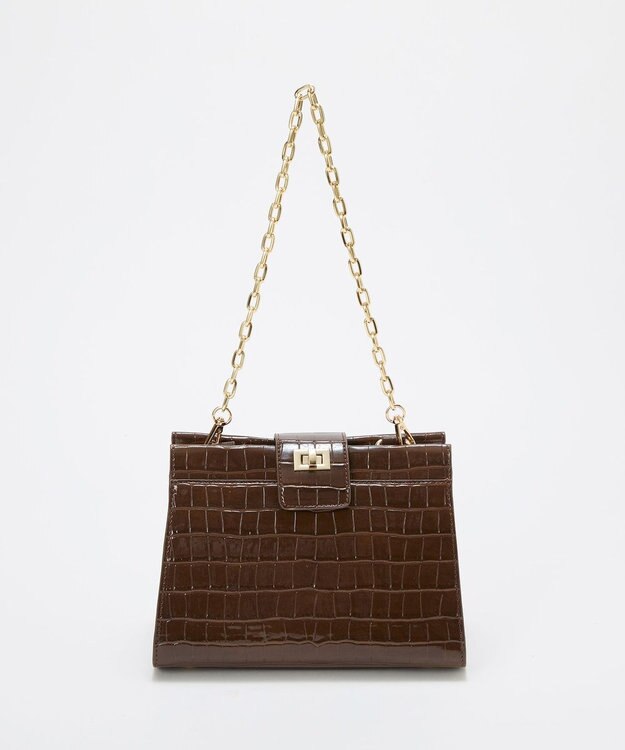 TOPKAPI 【TREASURE TOPKAPI】クロコ エナメル 2way ハンドバッグ ブラウン