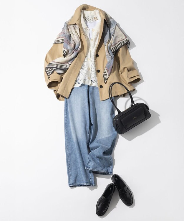 23区 コットンシルク マップ柄 ストール モノトーン