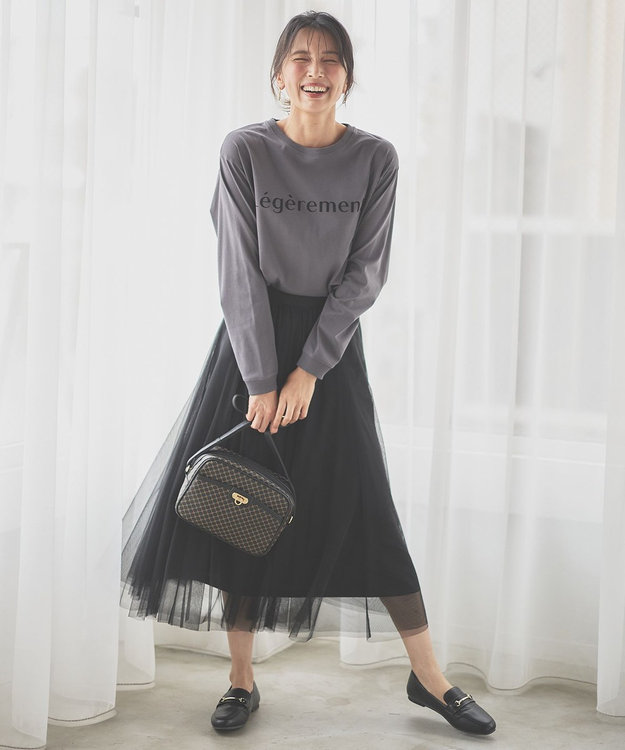 ANY 【ウエストゴム】チュールフレアースカート ブラック