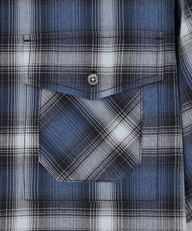 JOSEPH ABBOUD MOUNTAIN 【日本素材/ドライタッチ/軽量/オーガニックコットン】ドライチェック アウトドアシャツ ネイビー系3