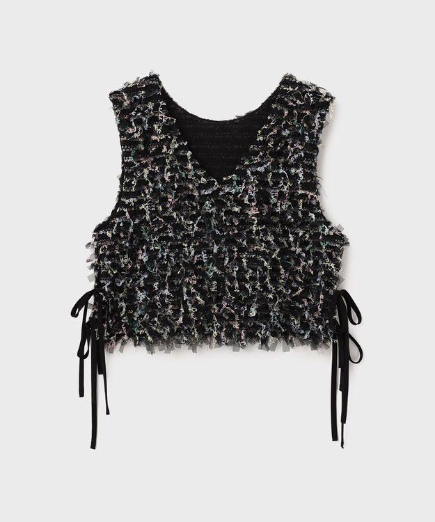 GRACE CONTINENTAL フリンジチュールベスト ブラック