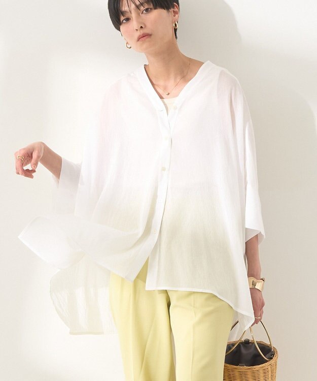 AMERICAN HOLIC 【接触冷感】Ｖネックシアー半袖ＢＩＧシャツ Off White