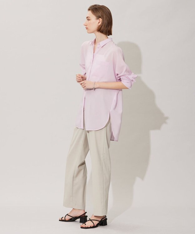 ICB L 【洗える】トリアセコットンシアー ドルマンスリーブシャツ シャーベットピンク系