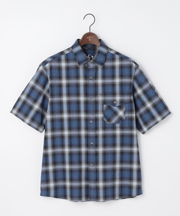 JOSEPH ABBOUD MOUNTAIN 【日本素材/ドライタッチ/軽量/オーガニックコットン】ドライチェック アウトドアシャツ ネイビー系3