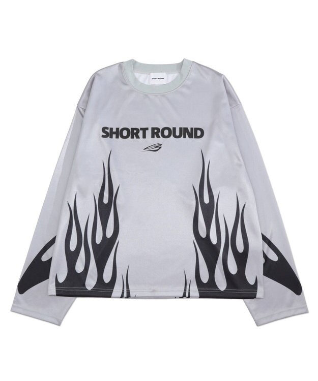 WEGO 【ユニセックス着用ITEM】ファイヤーパターンゲームロゴT（長袖） グレー