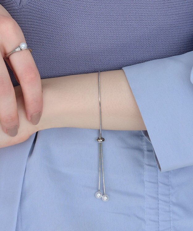 Phoebe スリムチェーンパールスライドブレスレット　シルバー シルバー