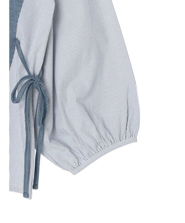 Green Parks 布帛ドッキング脇リボンプルオーバー Blue