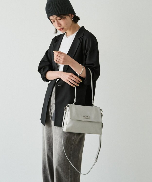 russet ソフトレザーフラップミニトートバッグ(CE-1674) L.Gray