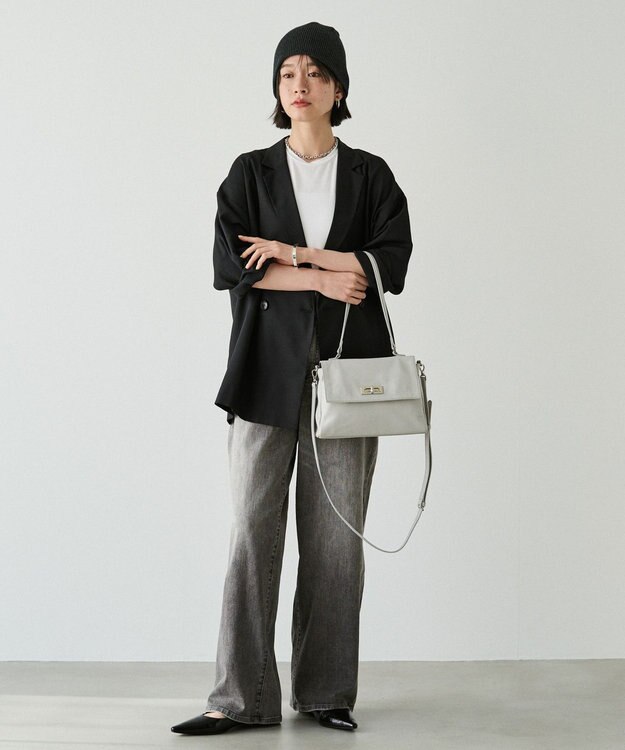 russet ソフトレザーフラップミニトートバッグ(CE-1674) L.Gray