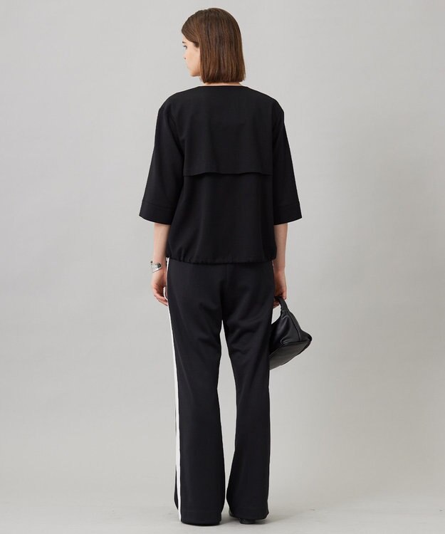 ICB L 【UVカット・洗える】ウール2WAYストレッチ ノーカラーブルゾン ブラック系