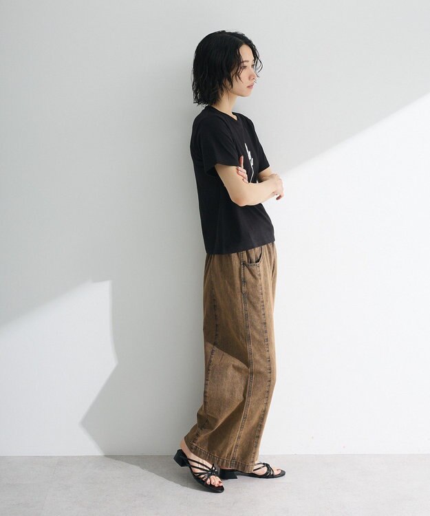 Green Parks ・ＤＯＵＢＬＥ　ＦＬＡＧＳ　ローズチェーン刺繍ＴＥＥ Black