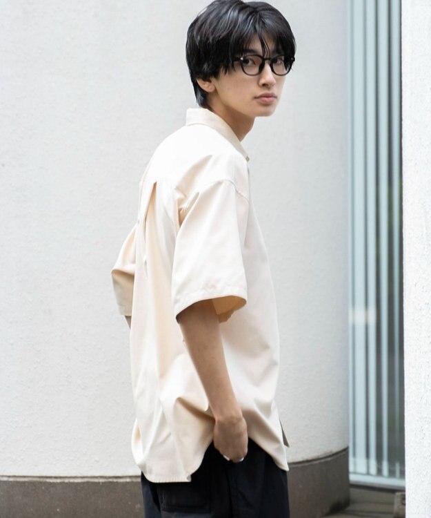 WEGO 【シワになりにくい】イージーケアオックスフォードワンポイントシャツ（S） ベージュ