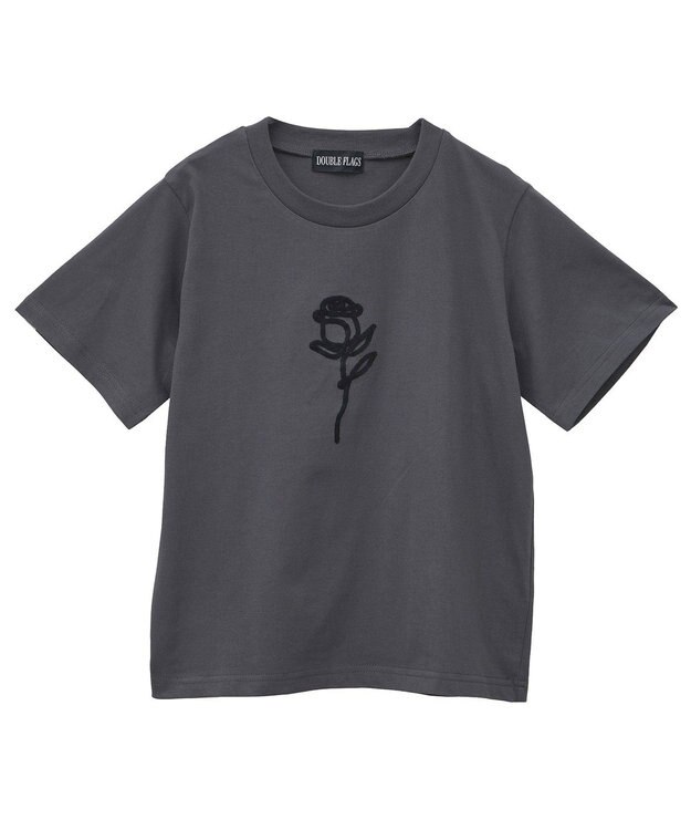 Green Parks ・ＤＯＵＢＬＥ　ＦＬＡＧＳ　ローズチェーン刺繍ＴＥＥ Charcoal Gray