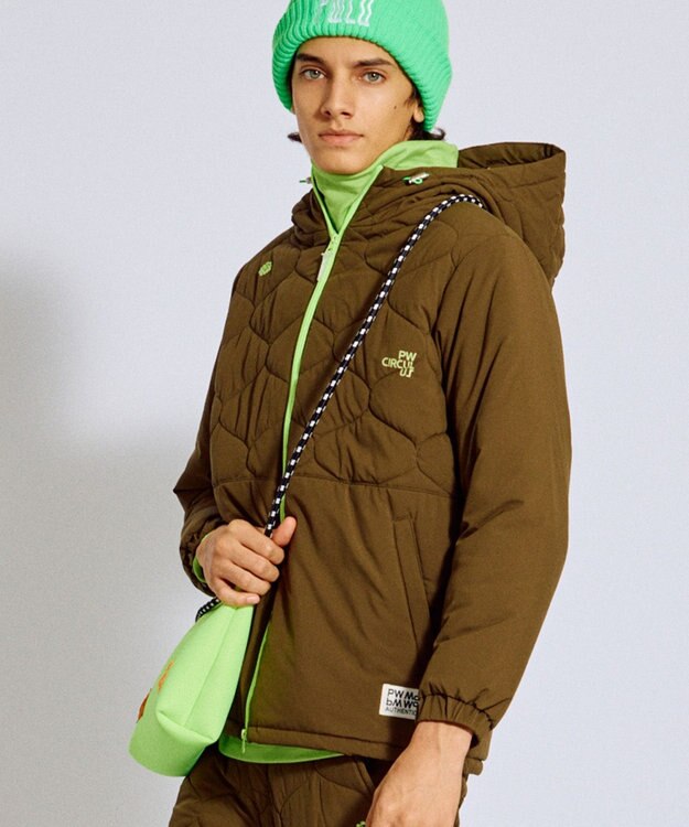 PW CIRCULUS 【撥水加工 / ストレッチ】【MEN】キルティング中綿ブルゾン ゴルフ カーキ系