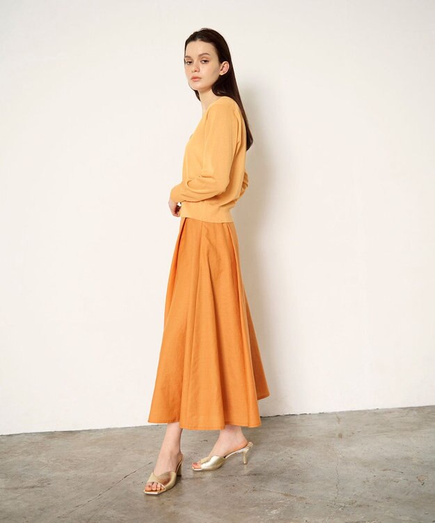 GRACE CONTINENTAL ラインVネックニットカーディガン オレンジ