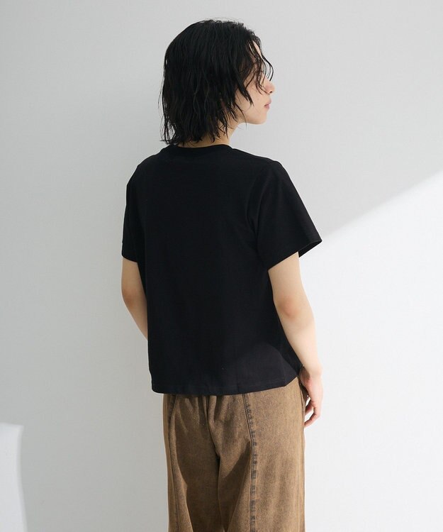 Green Parks ・ＤＯＵＢＬＥ　ＦＬＡＧＳ　ローズチェーン刺繍ＴＥＥ Black