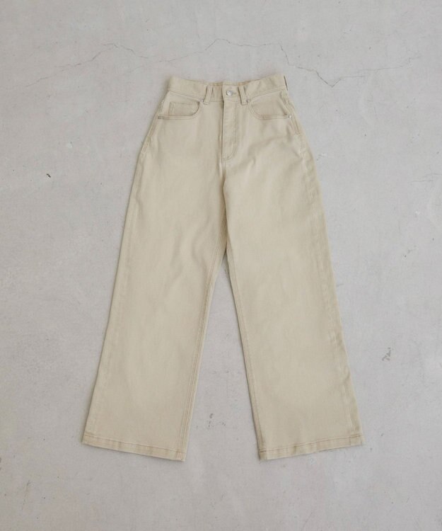 WEGO 【ANGIE VINTAGE/SMLサイズ展開】ワイドストレートデニムパンツ ライトベージュ