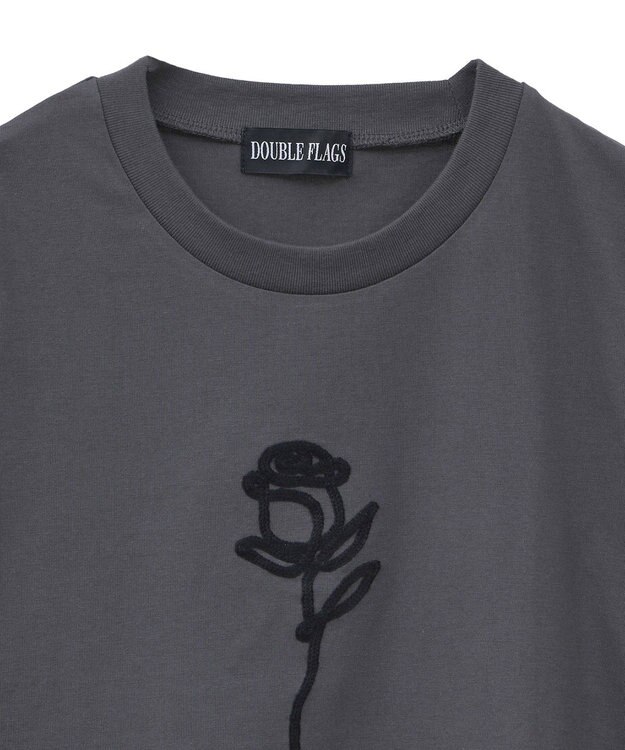 Green Parks ・ＤＯＵＢＬＥ　ＦＬＡＧＳ　ローズチェーン刺繍ＴＥＥ Charcoal Gray